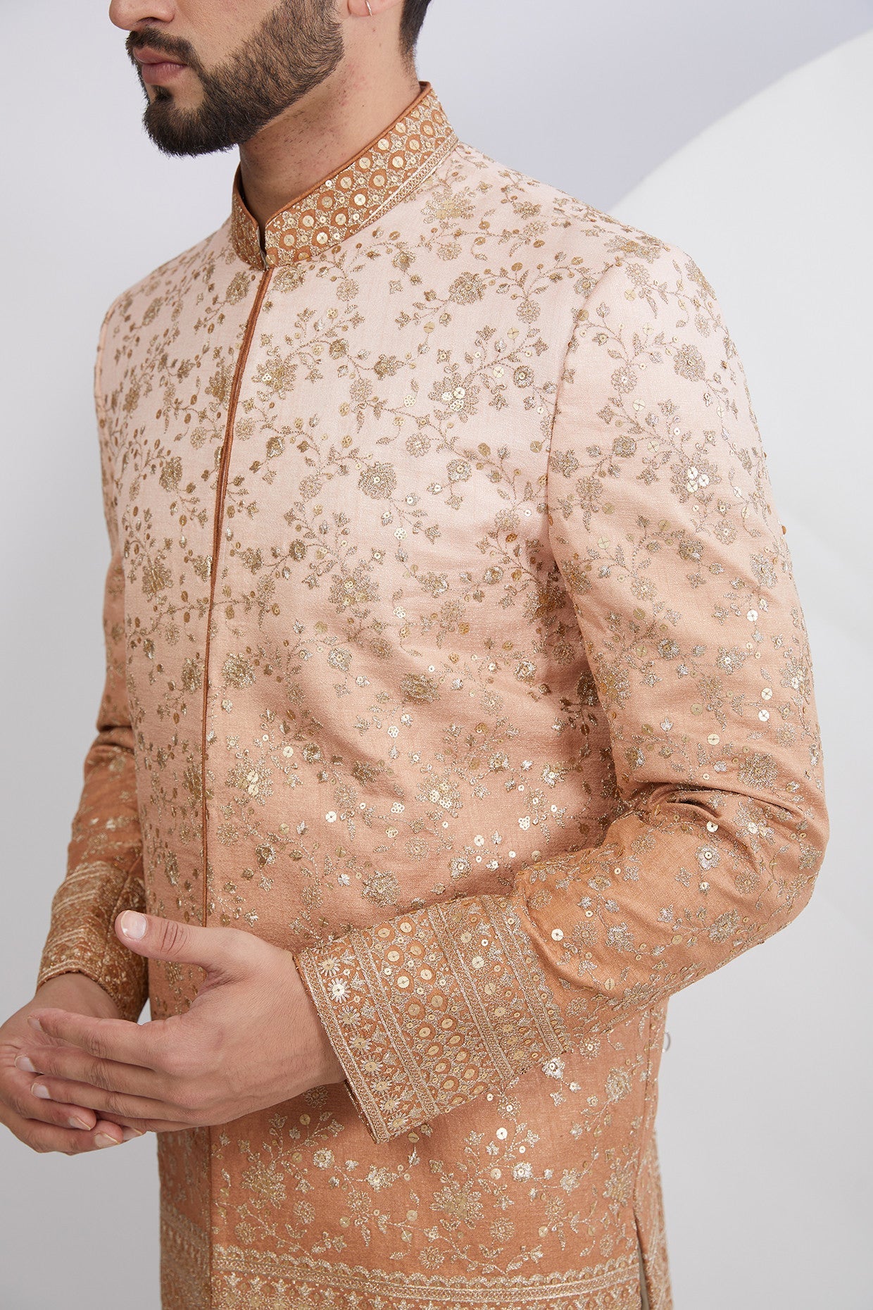 Classic ombre shaded Embroidered Sherwani - kasbahmen