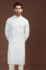 White chikankari kurta - kasbahmen