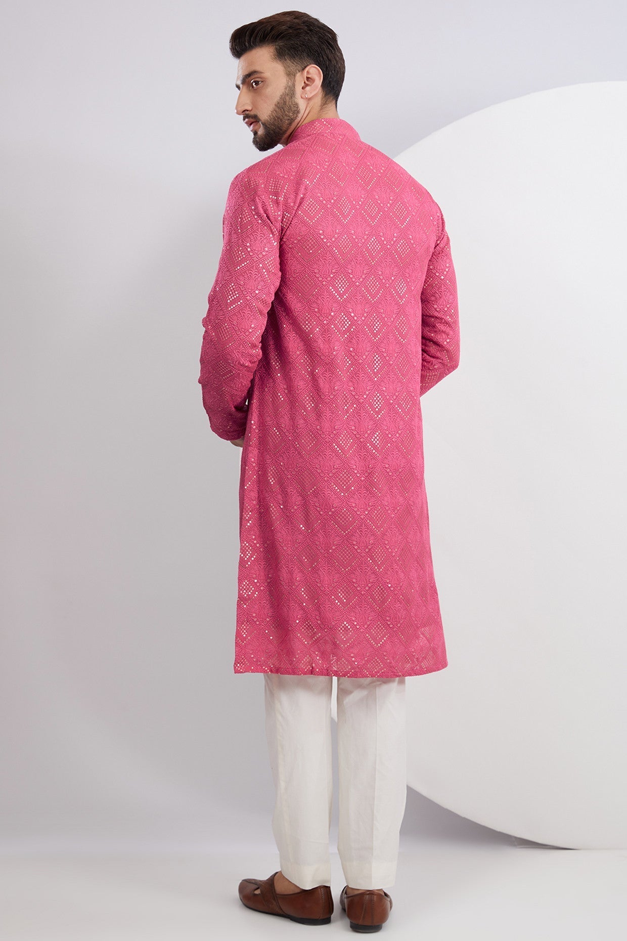 Hot Pink Chikankari Kurta - kasbahmen