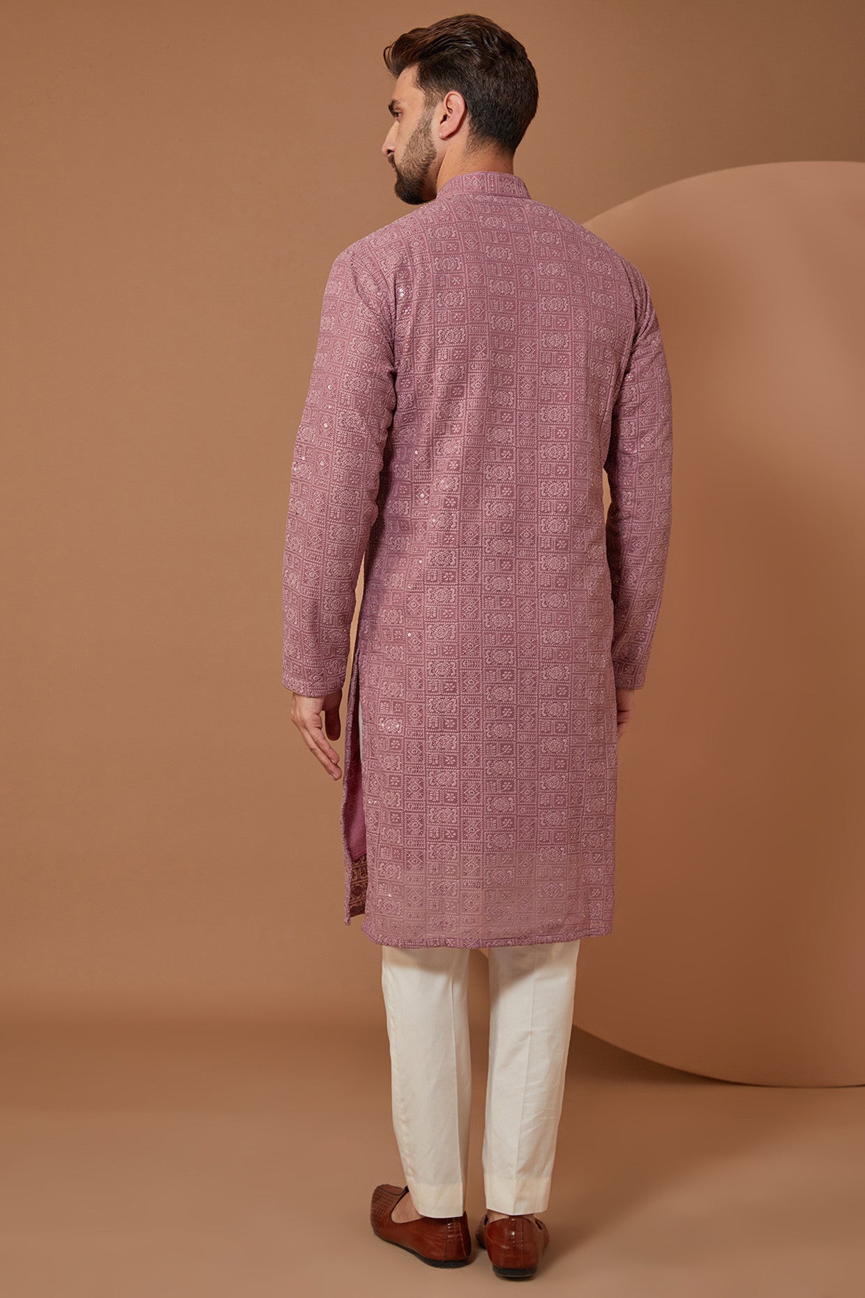 Purple Mauve Chikankari Kurta - kasbahmen