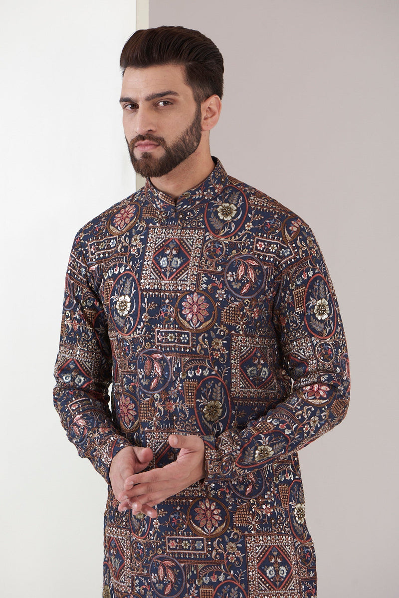 Navy Blue embroidred kurta - kasbahmen