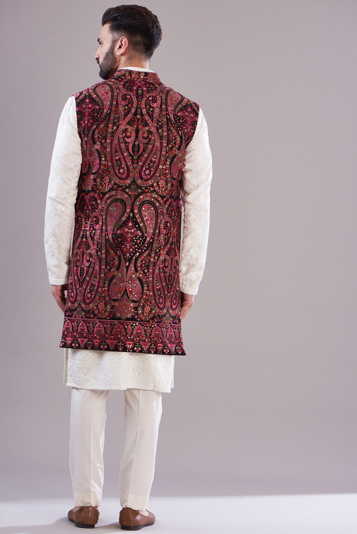 Kalamkari long open shrug - kasbahmen