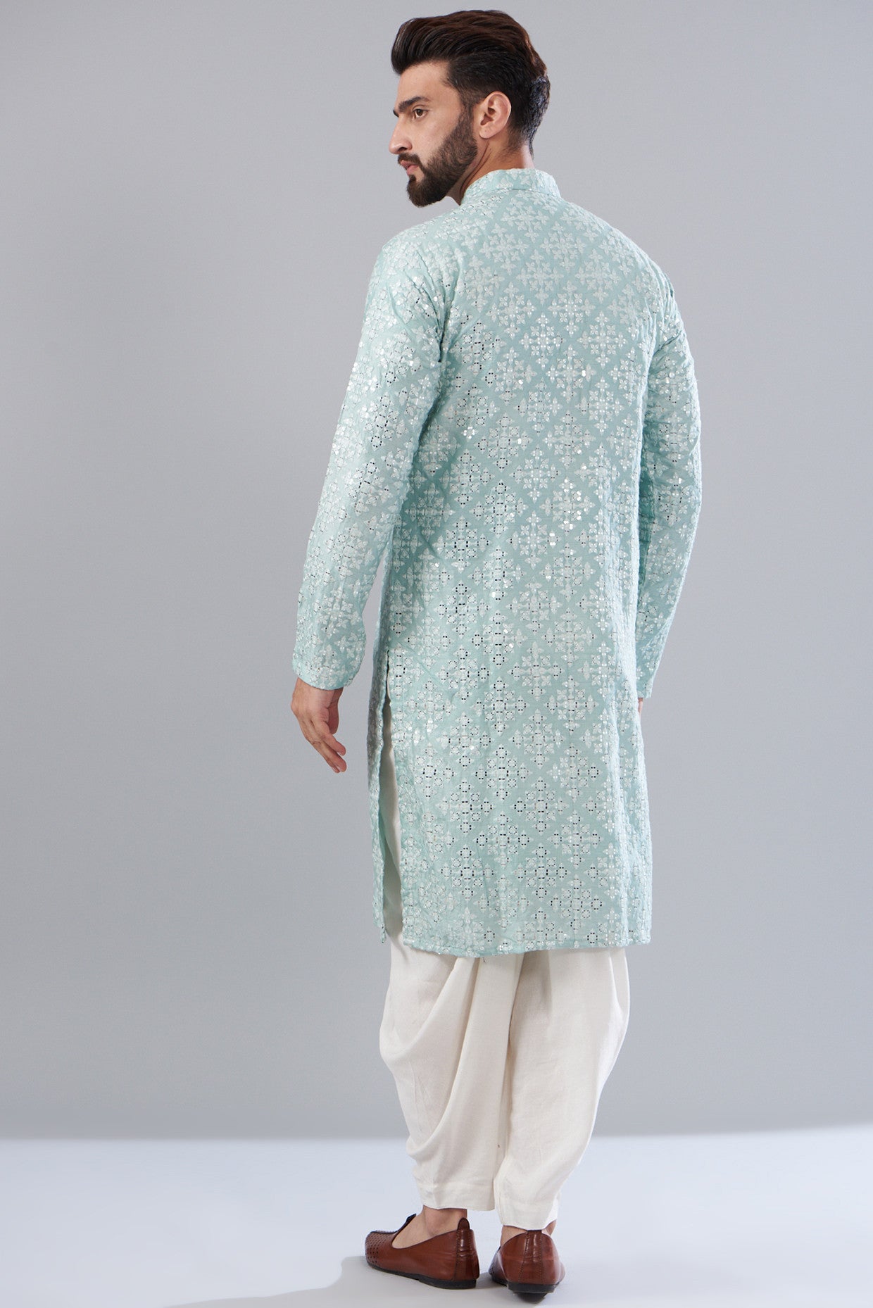 Signature aqua mirror work kurta - kasbahmen