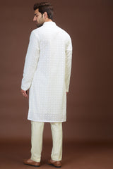 White chikankari kurta - kasbahmen