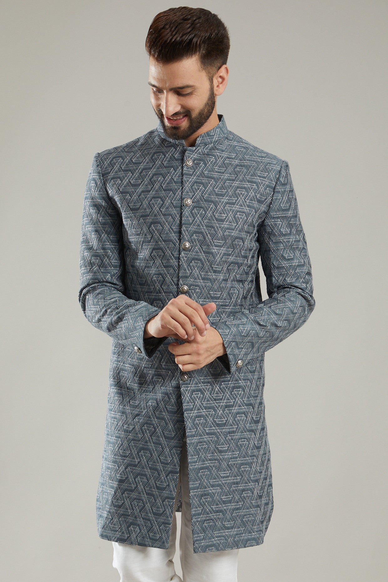 Cobalt Blue Indo Western Jacket - kasbahmen