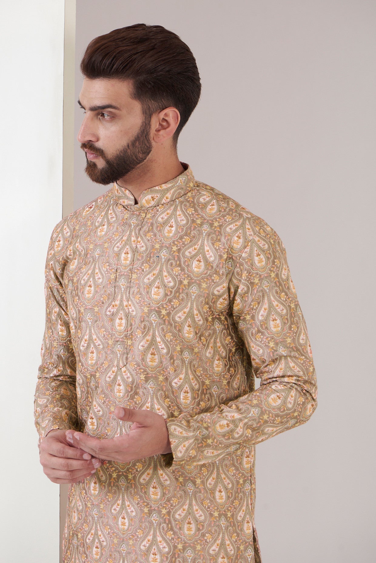 Tan Brown embroidred kurta - kasbahmen