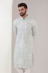 Powder blue thread work kurta - kasbahmen