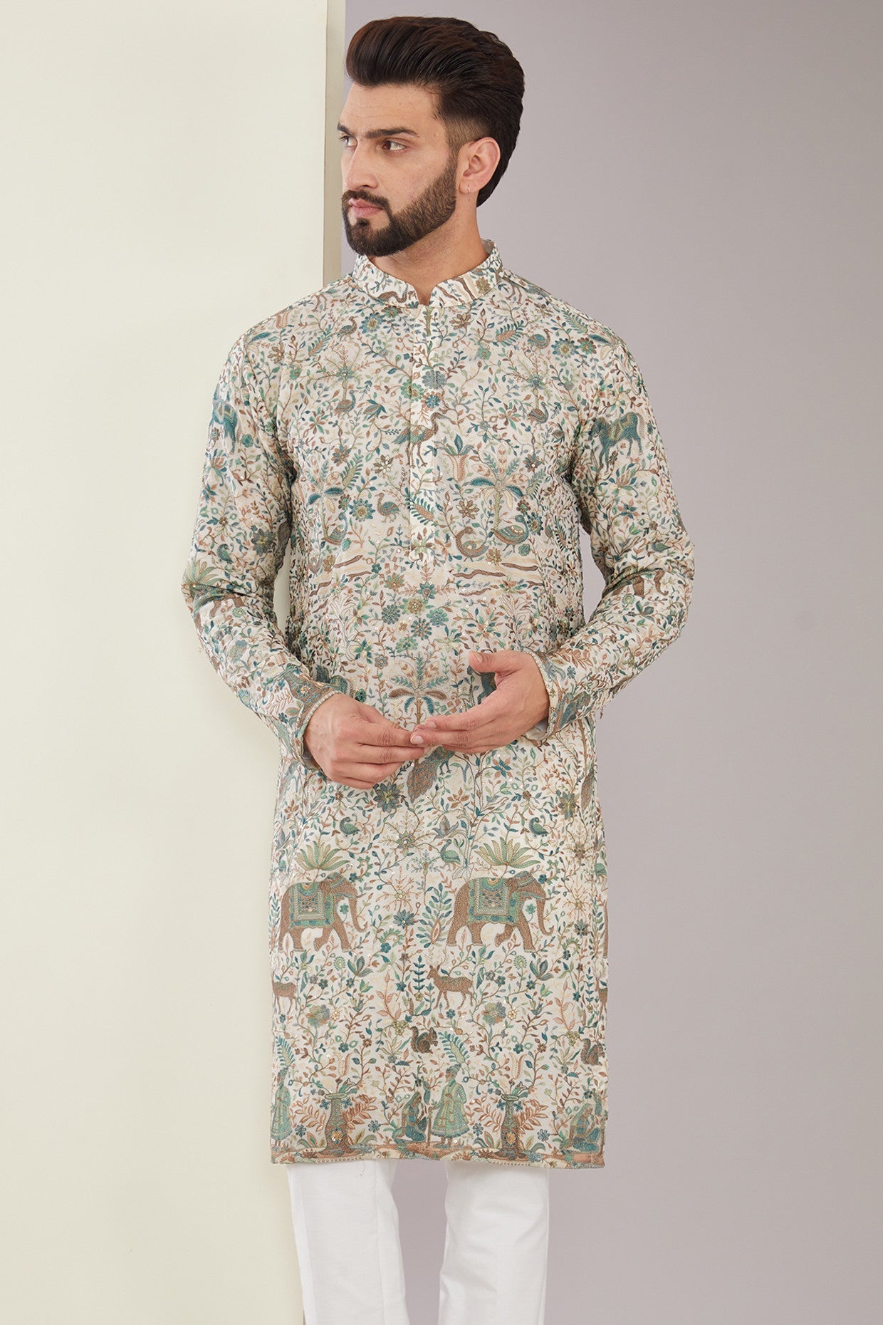 Off-white Kalamkari Embroidered Kurta - kasbahmen