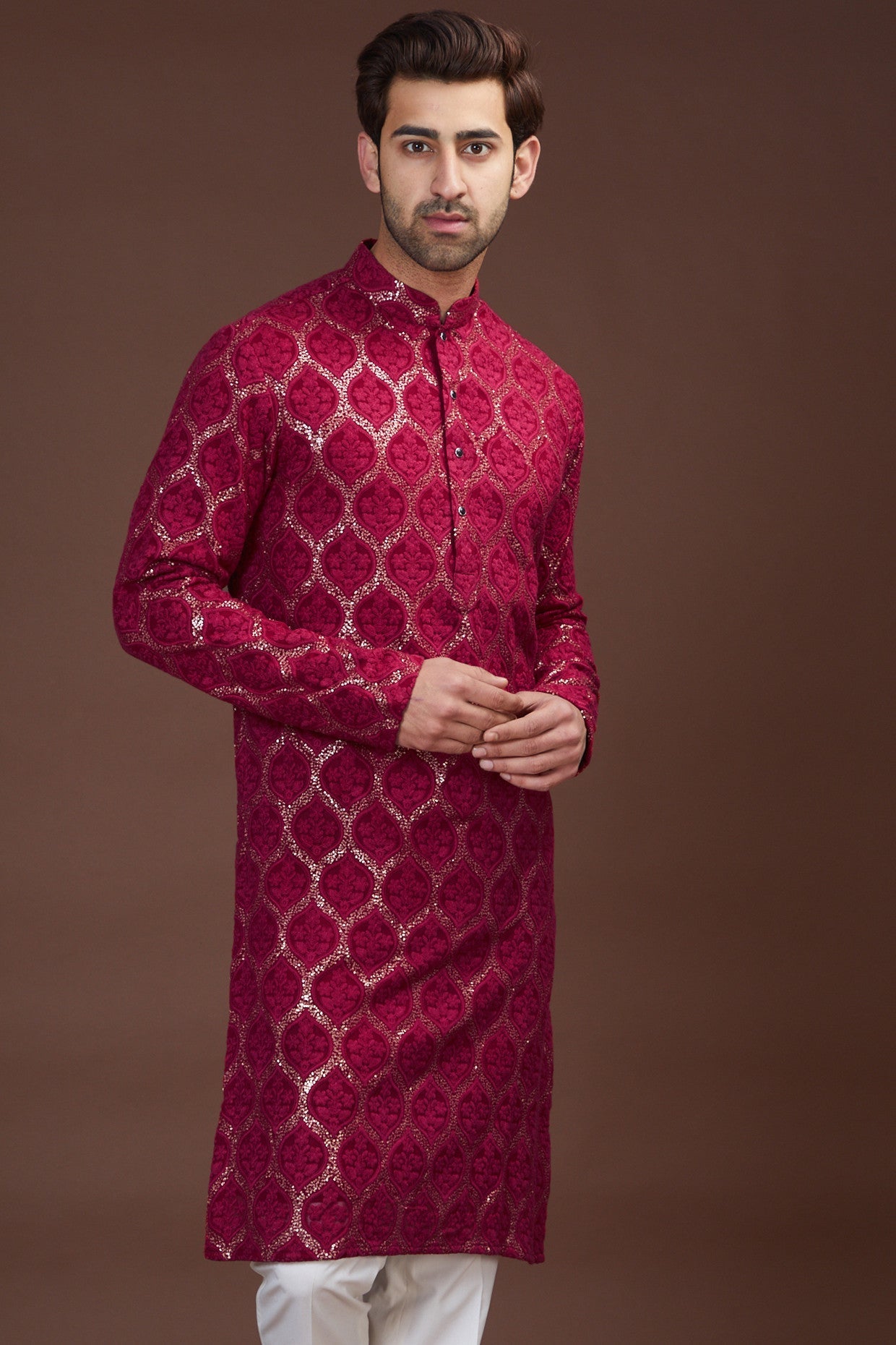 Fuchsia pink embrodried kurta - kasbahmen