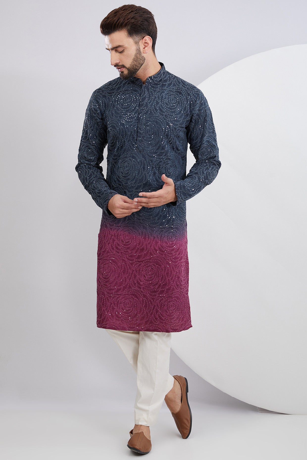 Grey/Pink Ombre Kurta - kasbahmen