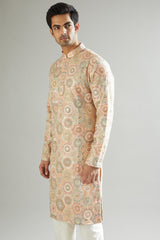 Peach Embroidered Kurta