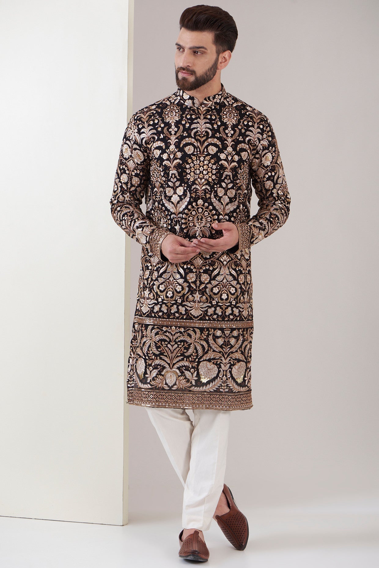 Black embroidered kurta - kasbahmen