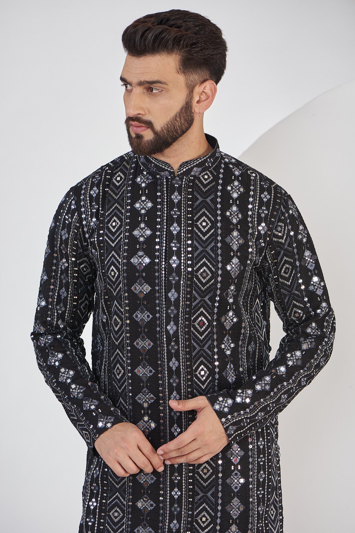 Black mirror work kurta - kasbahmen