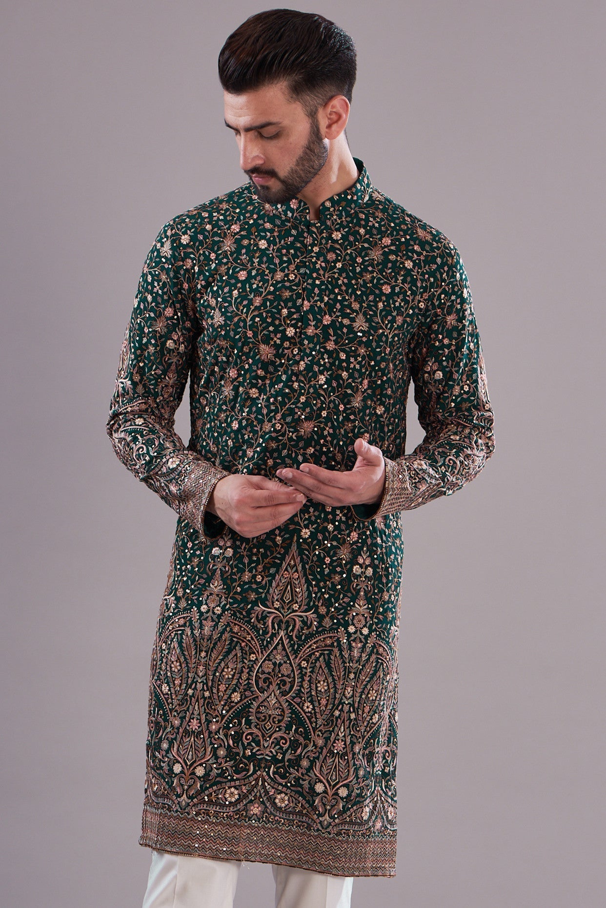 Formal black embrodried kurta - kasbahmen