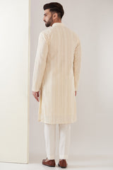 Beige chikankari kurta - kasbahmen