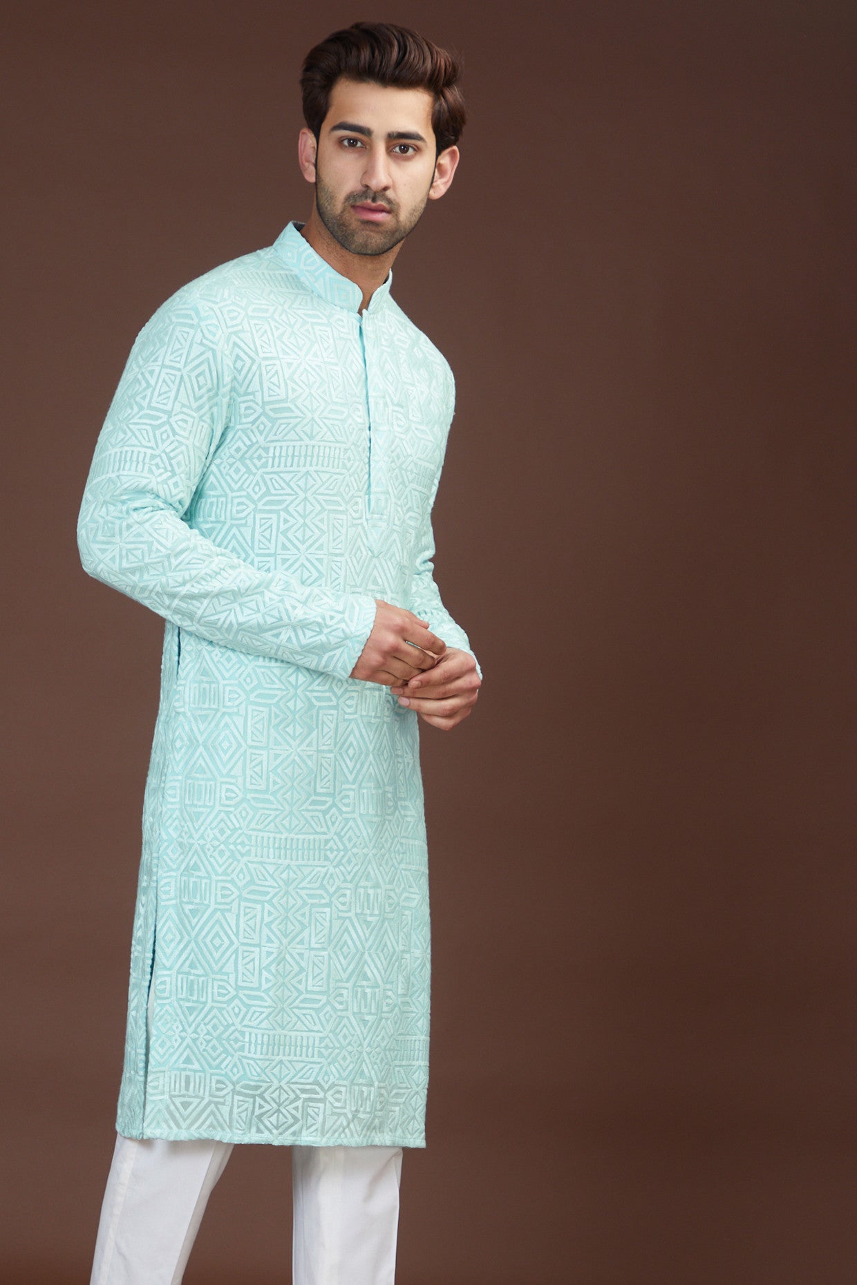 Pastel blue chikankari kurta - kasbahmen