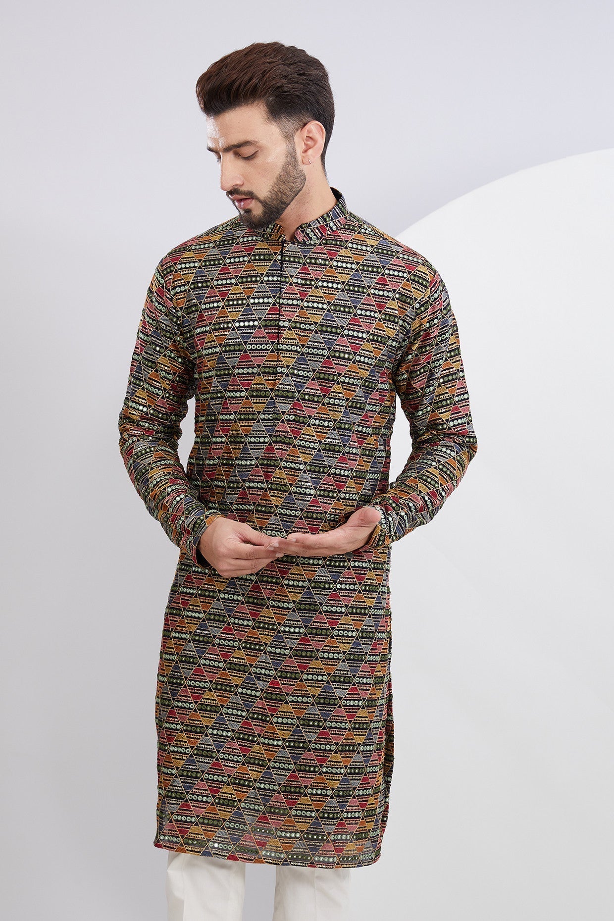 Multi Embroidered Kurta - kasbahmen