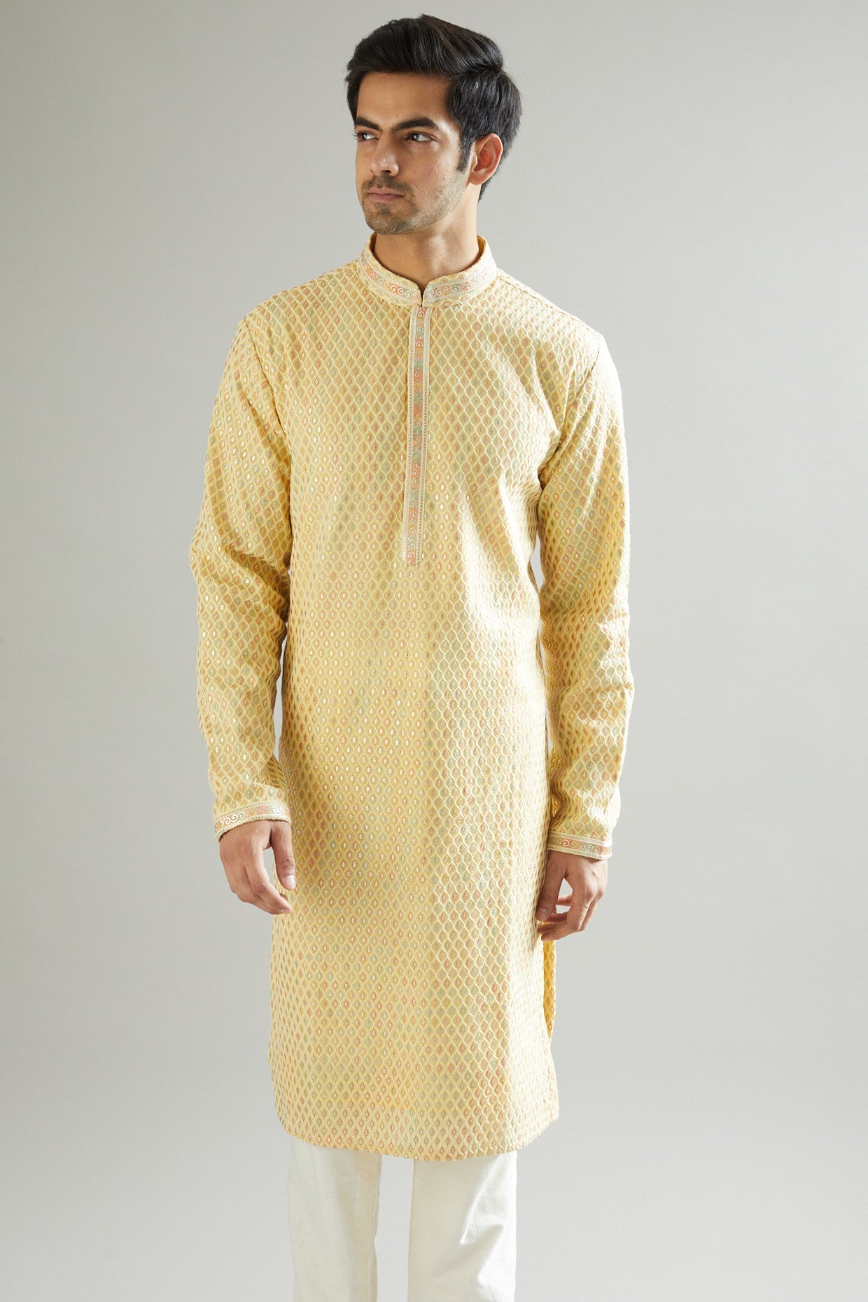 Yellow Embroidered Kurta - kasbahmen