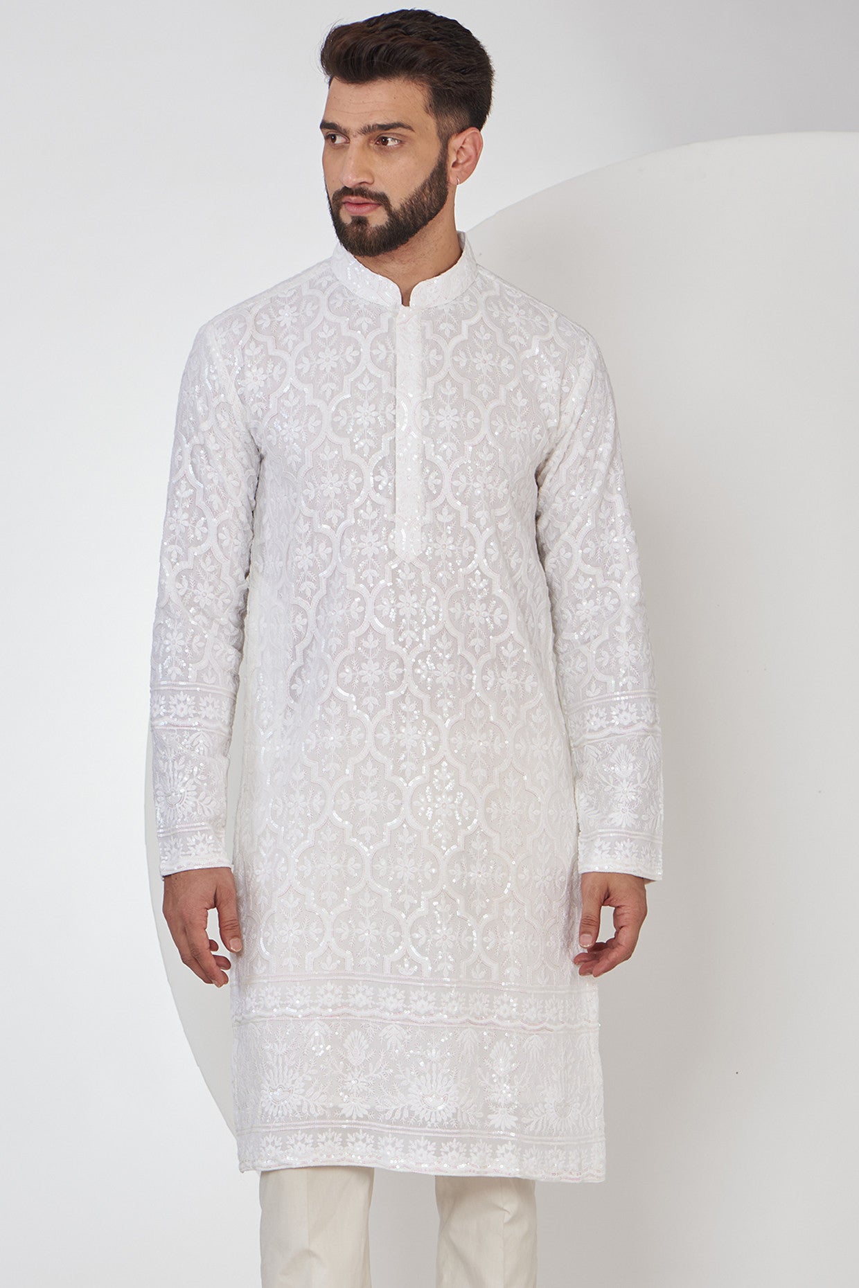 White multi sequins kurta - kasbahmen