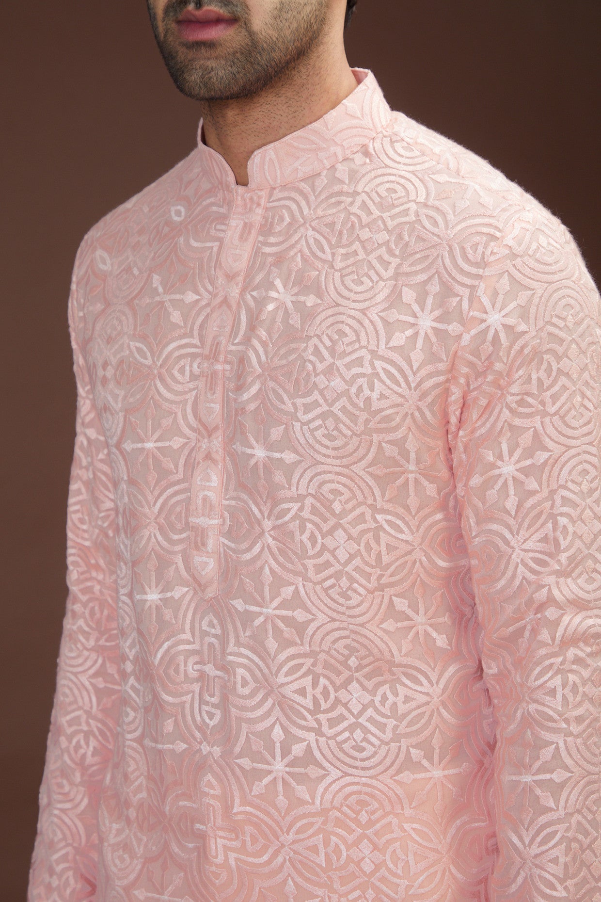 Blush pink chikankari kurta - kasbahmen