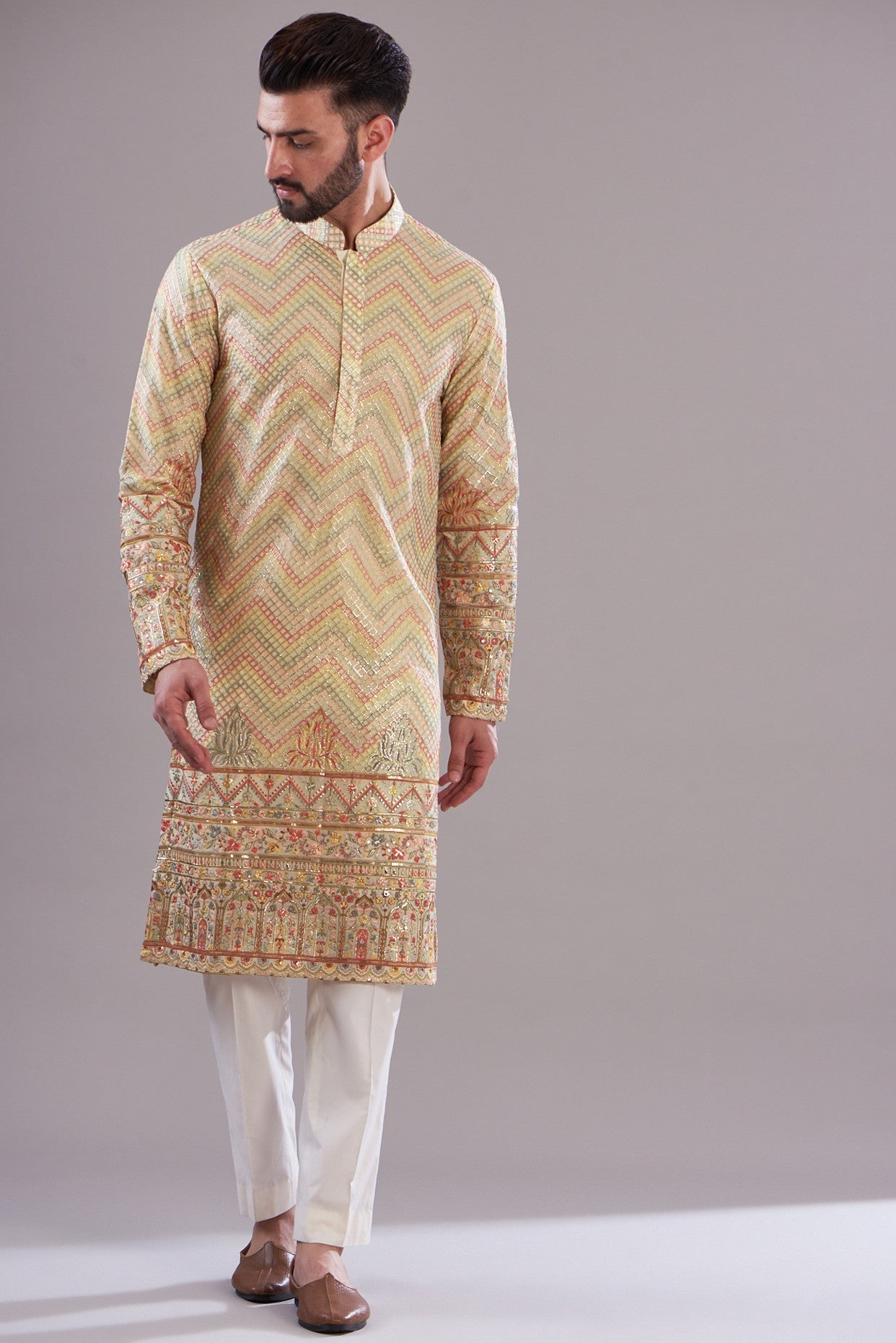 Pink-beige royal embrodried kurta - kasbahmen