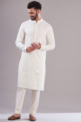 Ivory threadwork kurta - kasbahmen