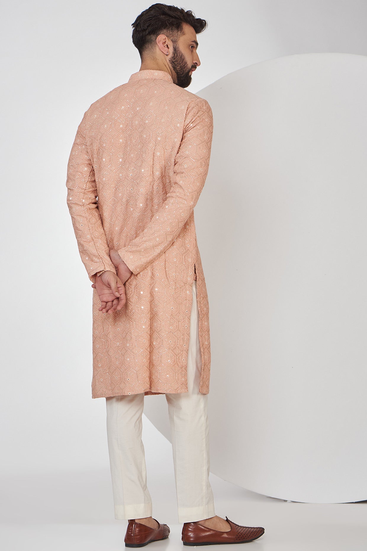 Peach Chikankari Kurta - kasbahmen