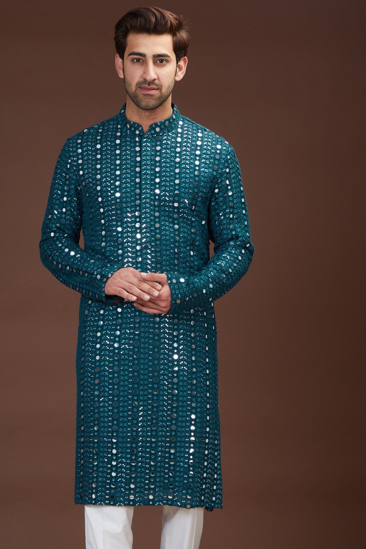 Teal mirror work kurta - kasbahmen