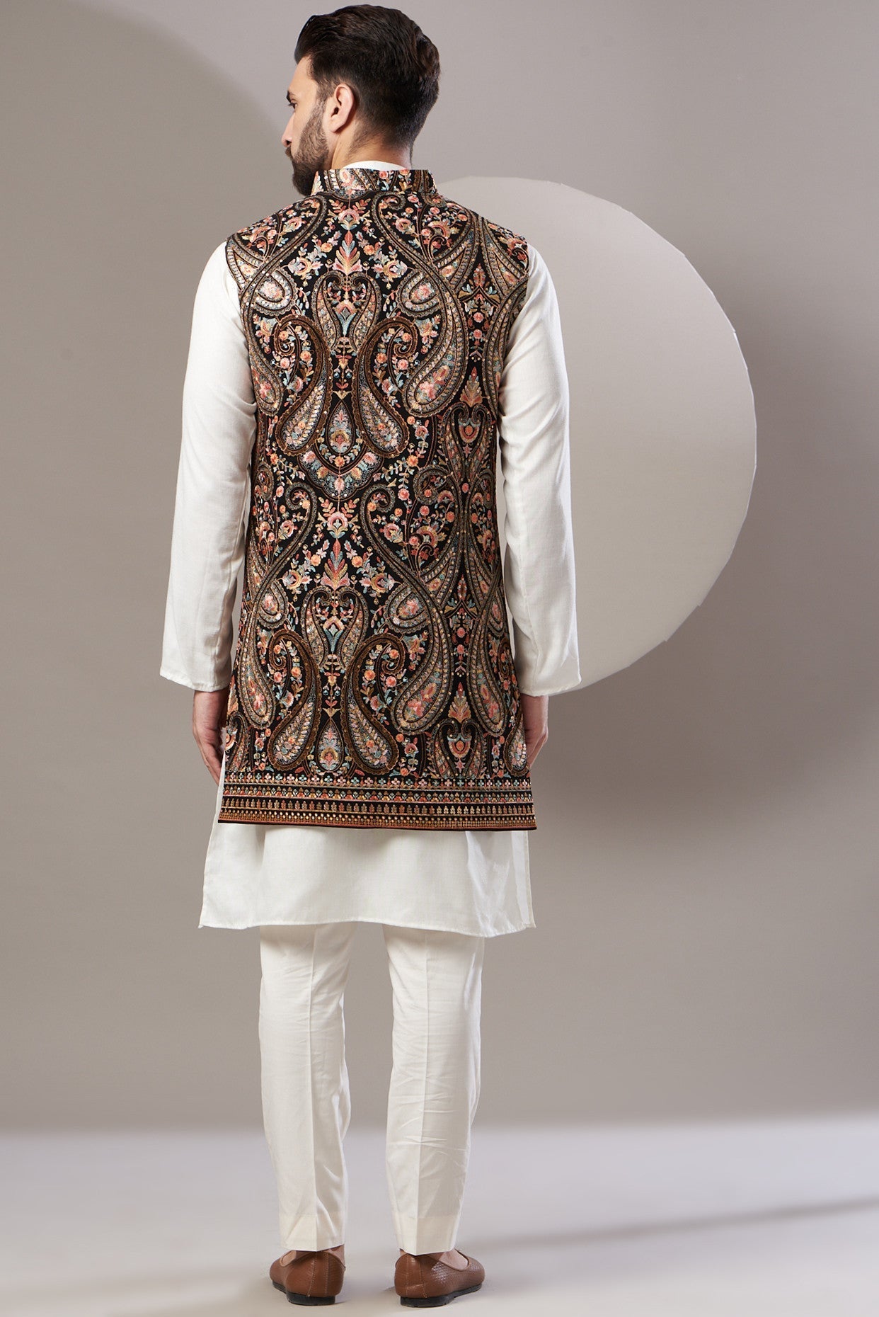 Formal kashmiri jamawar long jacket - kasbahmen