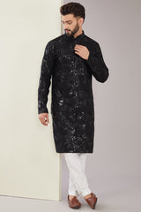 Black sequined kurta - kasbahmen