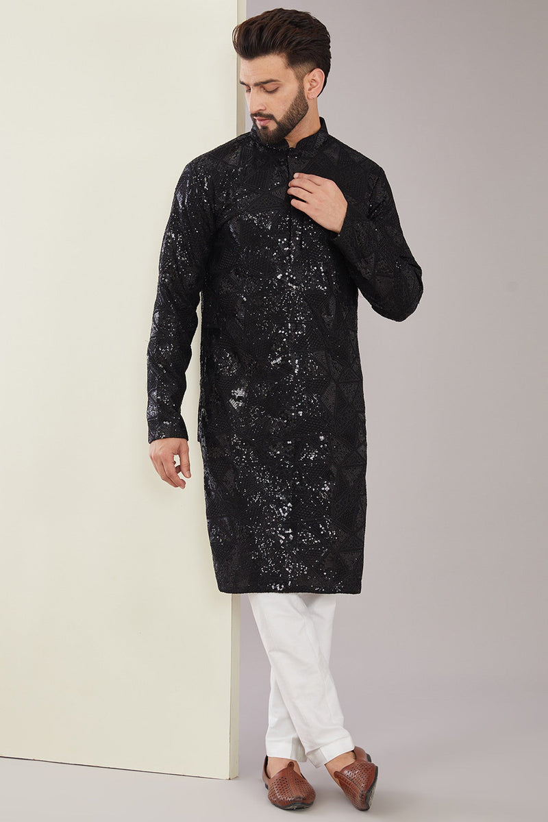 Black sequined kurta - kasbahmen