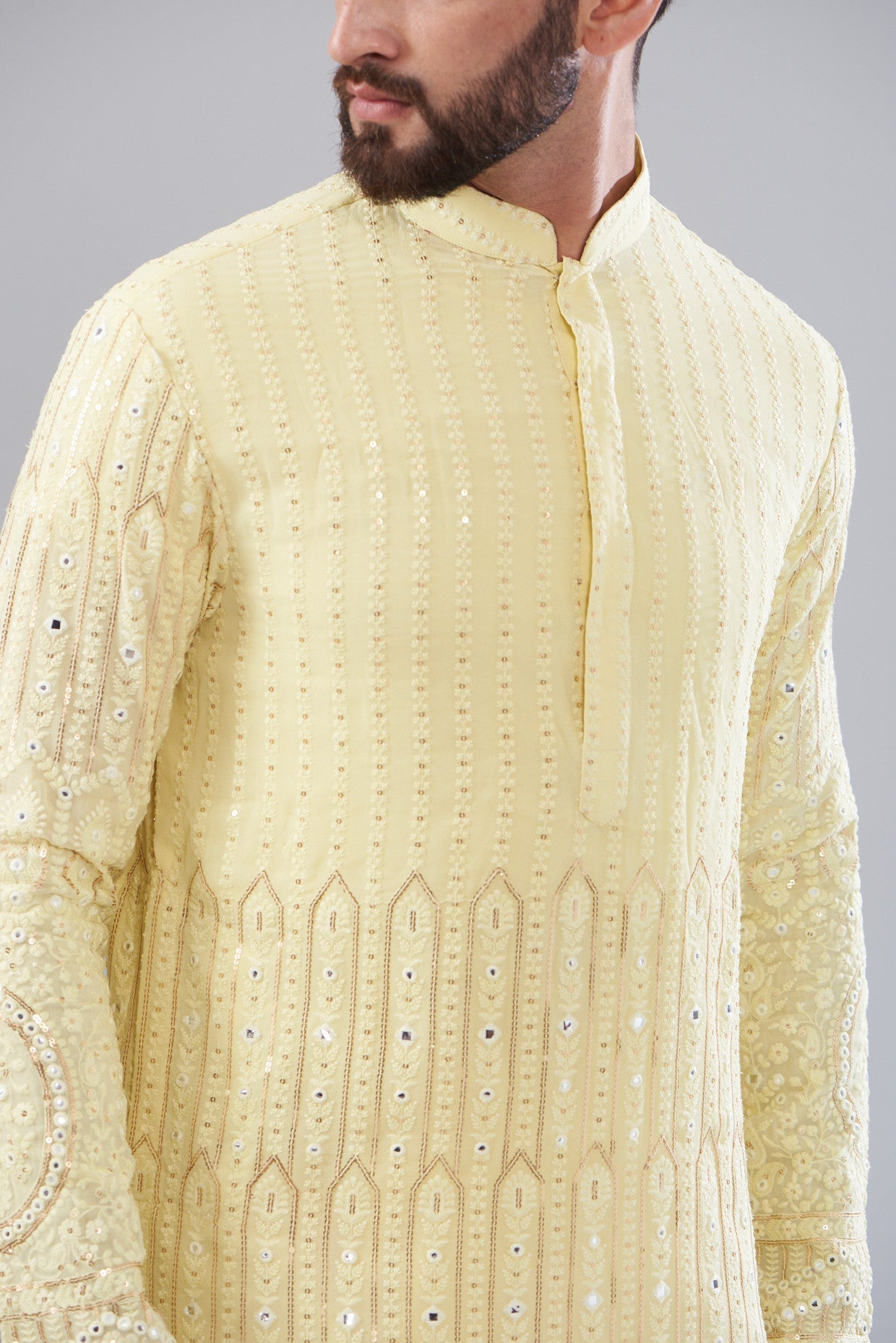 Yellow Chikankari Kurta - kasbahmen