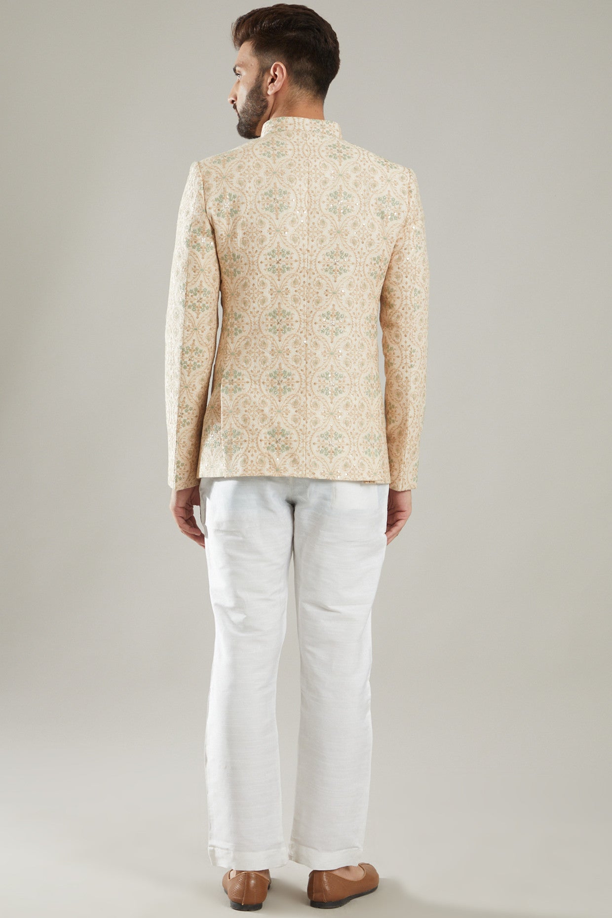 Blush Pink Embroidered Bandhgala Jacket - kasbahmen