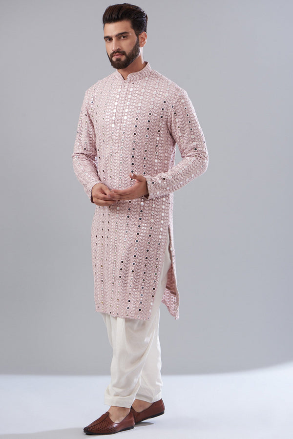 Lilac mirror work kurta