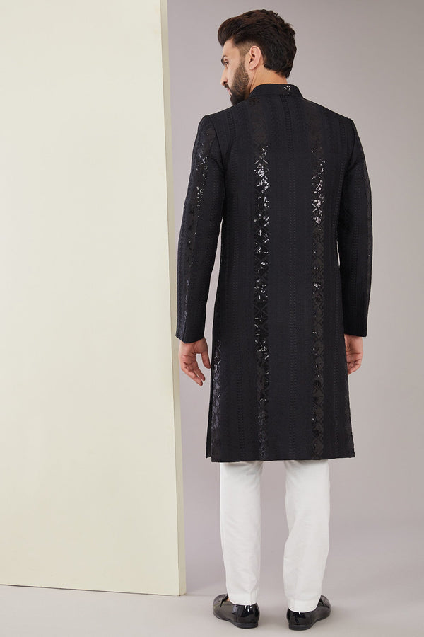 Formal Black Sequence Sherwani - kasbahmen