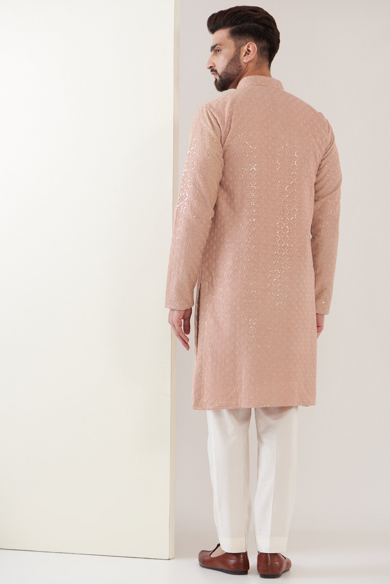 Mud pink chikankari kurta - kasbahmen