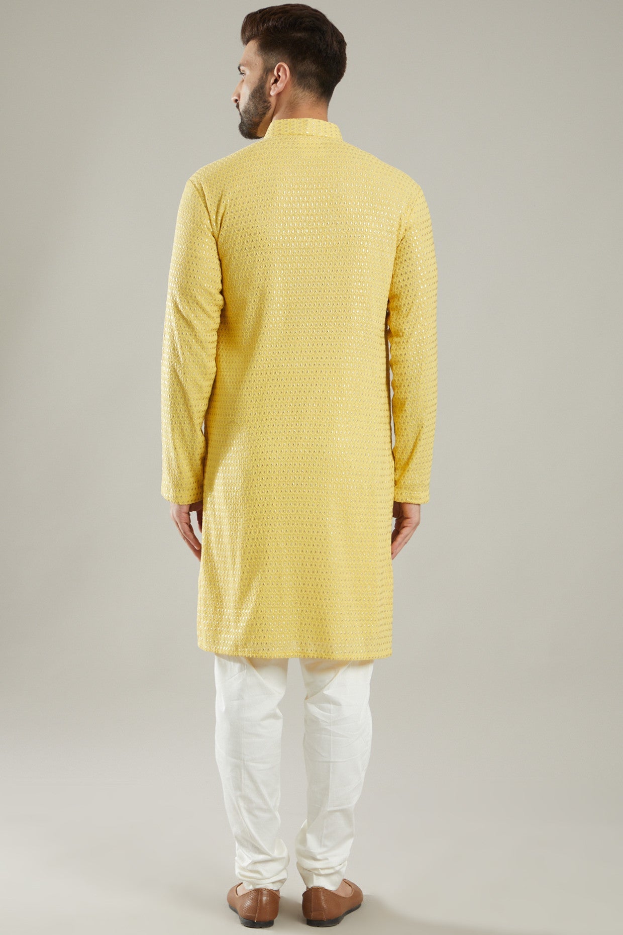 Yellow Embroidered Kurta - kasbahmen