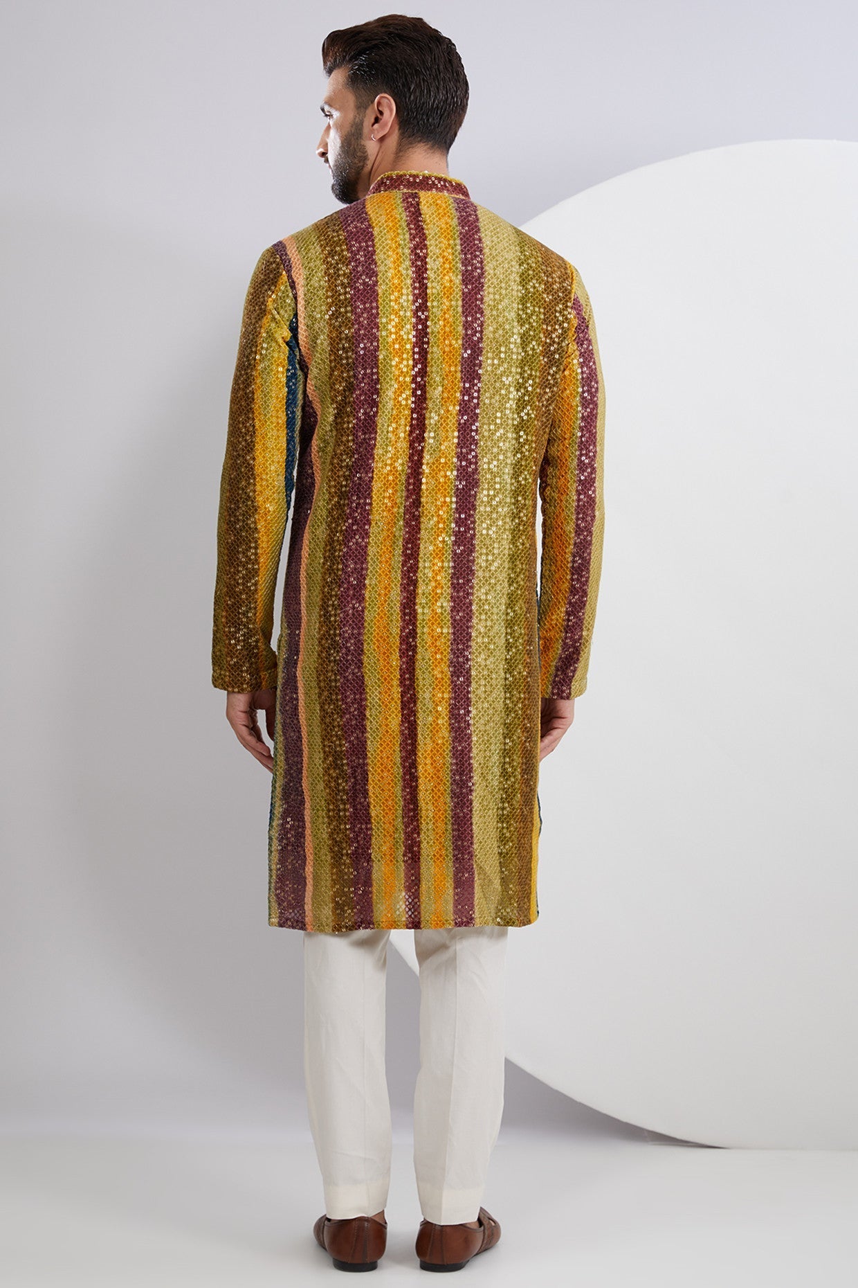 Vibrant Multi Thread and Sequins Kurta - kasbahmen