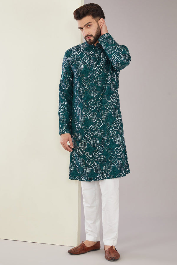 Teal Sequins Kurta