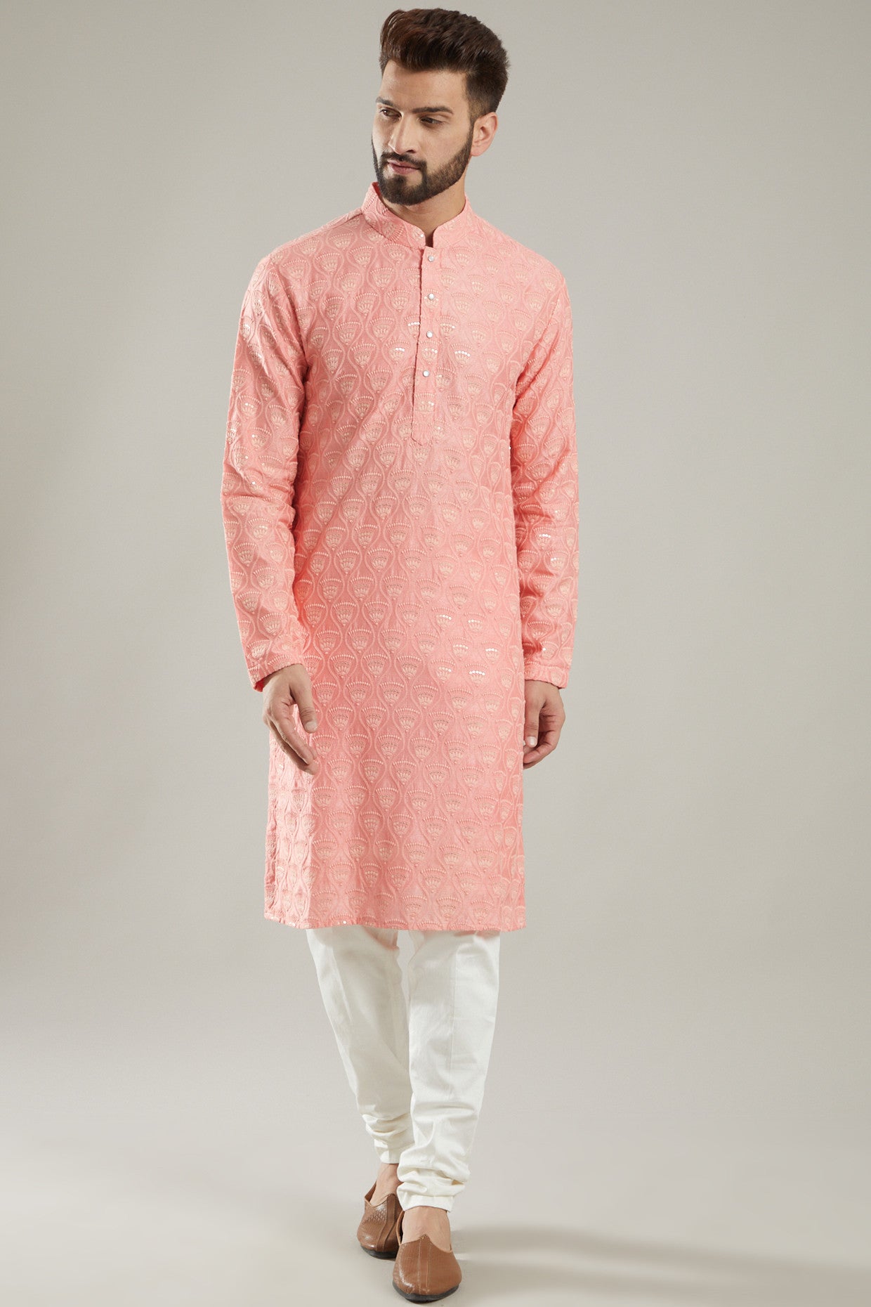 Dust Pink Embroidered Kurta - kasbahmen