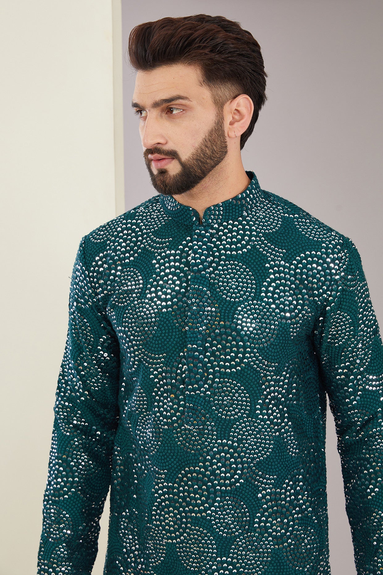 Teal Sequins Kurta - kasbahmen