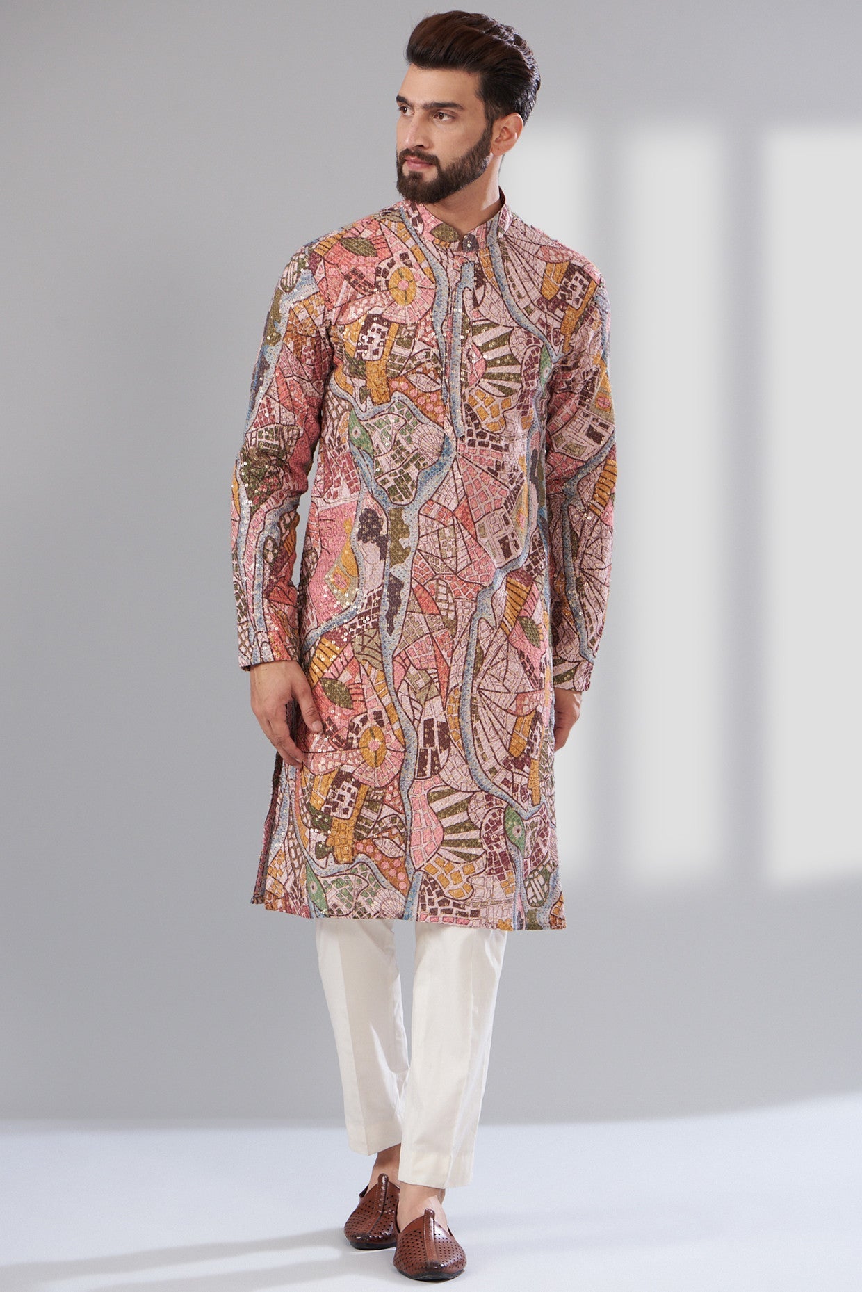 Abstract Embroidered Kurta - kasbahmen