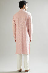 Mud Pink Chikankari Embroidered Kurta - kasbahmen