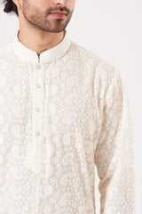 Stark white chikankari kurta - kasbahmen