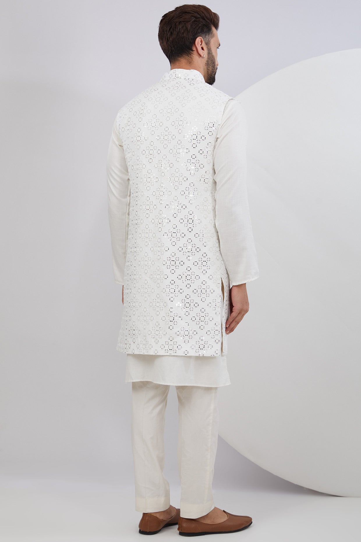 Classic Mirrorwork Long Open Shrug - kasbahmen