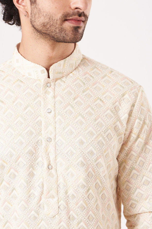 White Chikankari Kurta - kasbahmen