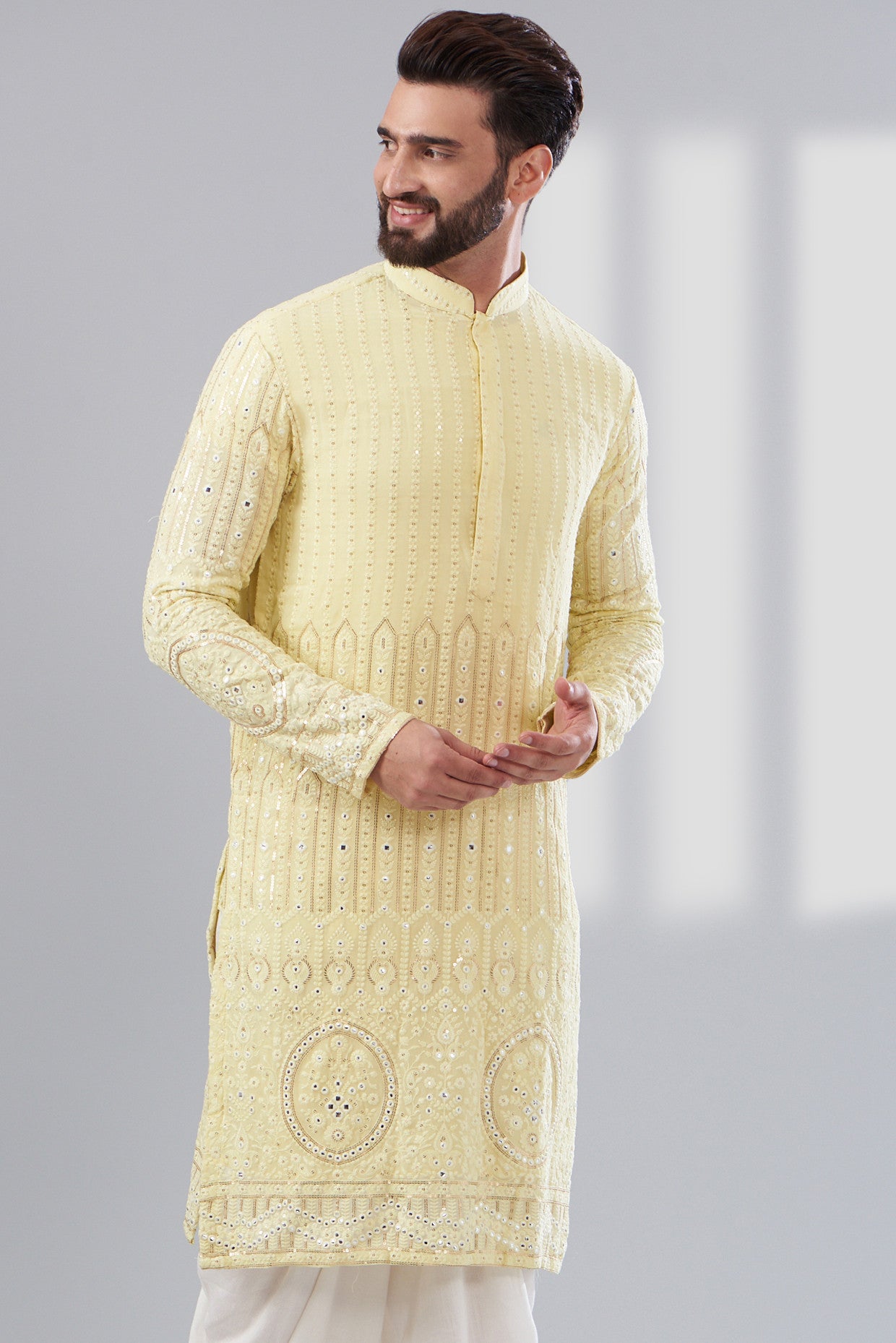 Yellow Chikankari Kurta - kasbahmen