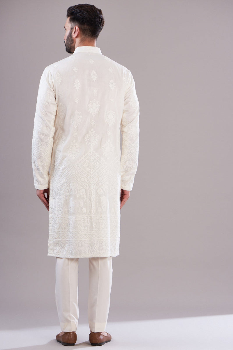 Ivory threadwork kurta