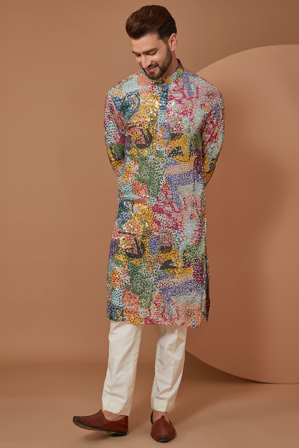 Abstract Sequin Embellished Kurta - kasbahmen