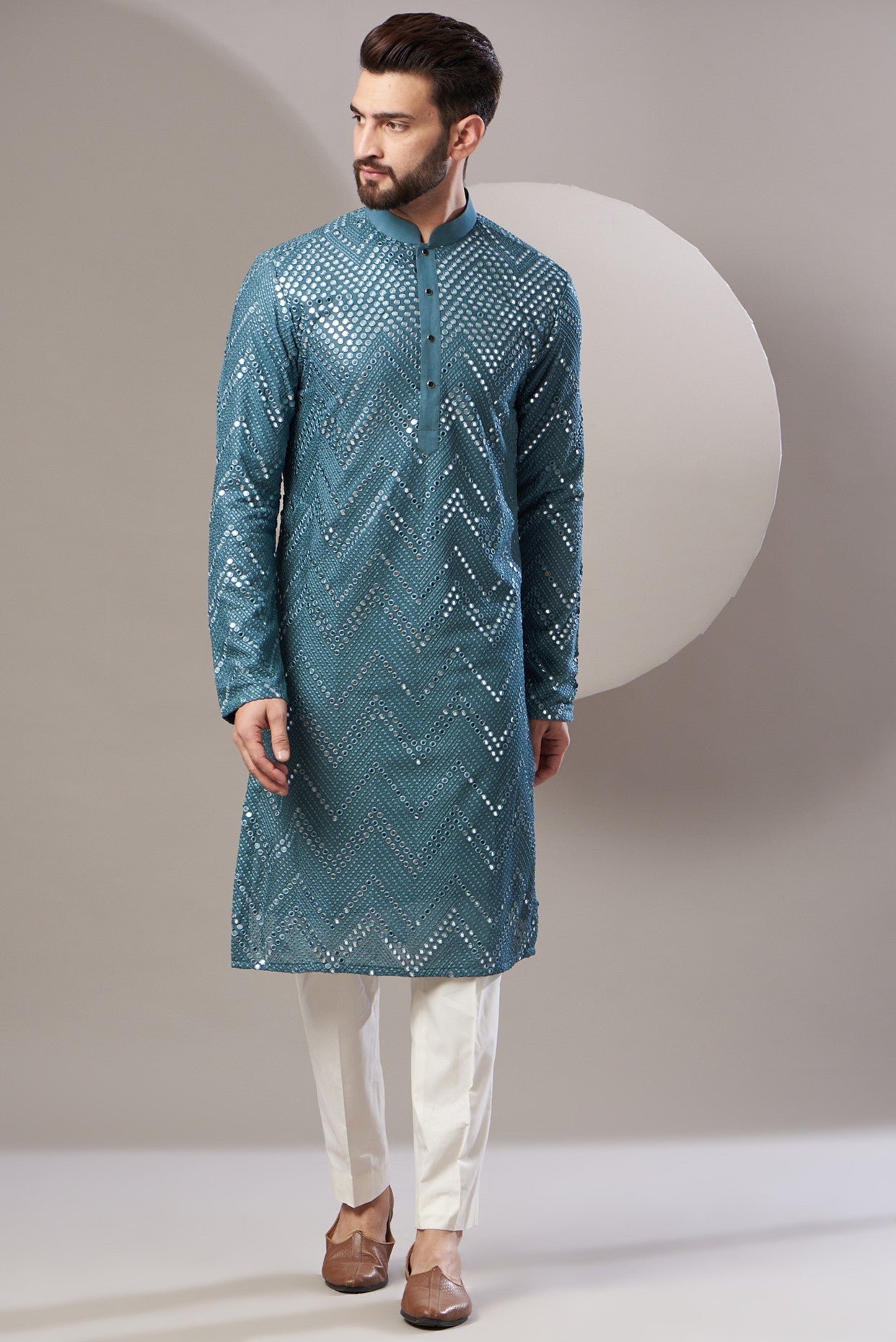 Signature mirror work kurta - kasbahmen